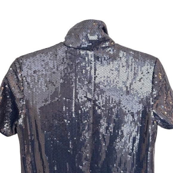 Halston Heritage Navy Sequin Shirt Dress - Picture 8 of 12
